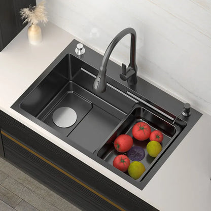 Nano Sink 304 Stainless Steel Kitchen Sink Topmount Double Ledges Workstation UnderThe Counter Basin Left Brain Cutting Board