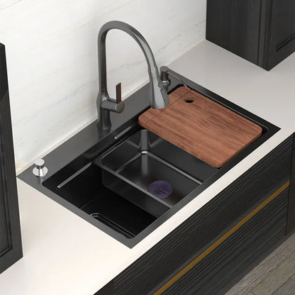 Nano Sink 304 Stainless Steel Kitchen Sink Topmount Double Ledges Workstation UnderThe Counter Basin Left Brain Cutting Board