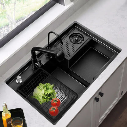 Nano Stepped Sink 304 Stainless Steel Vegetable Wash Basin High PressureCup Washer Coffee Shop Wine Bar Sink Kitchen Sink